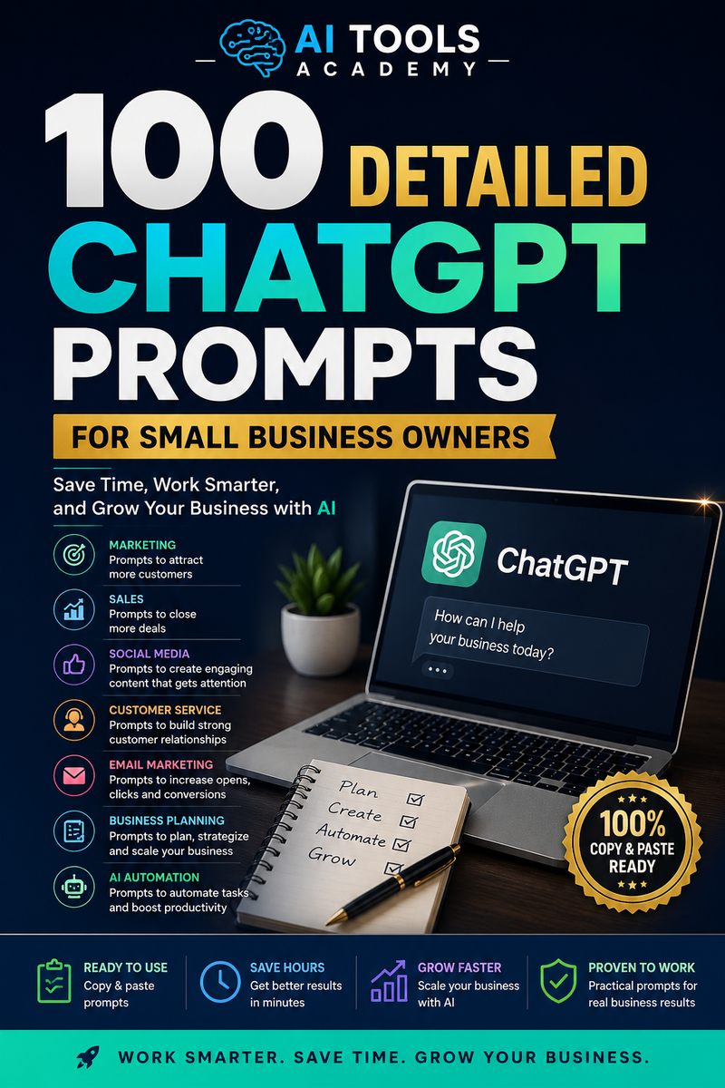 AI Tools Academy – 100 Detailed ChatGPT Prompts for Small Business Owners